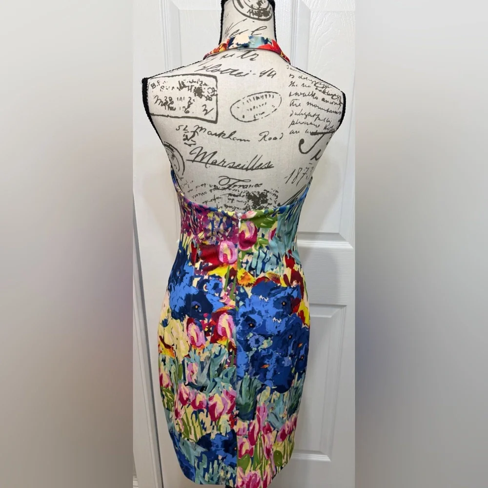 Badgley Mischka Floral Backless Sleeveless Dress Vacation Glam 🌸